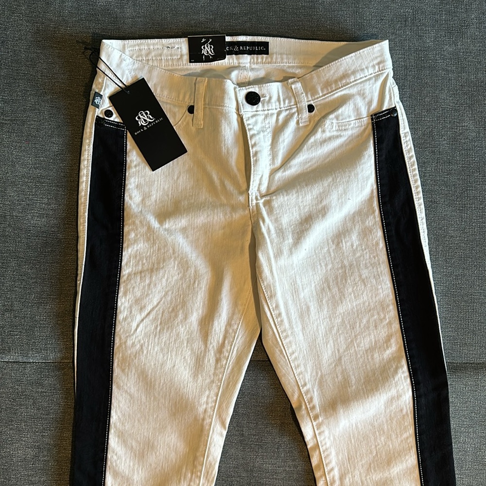 White Pant with Black Stripes down sides of legs - Picture 3 of 6